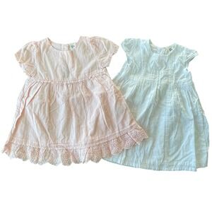 Baby B'Gosh Dress Set 18 Months Pink White Eyelet Lace Cottagecore Vintage Style